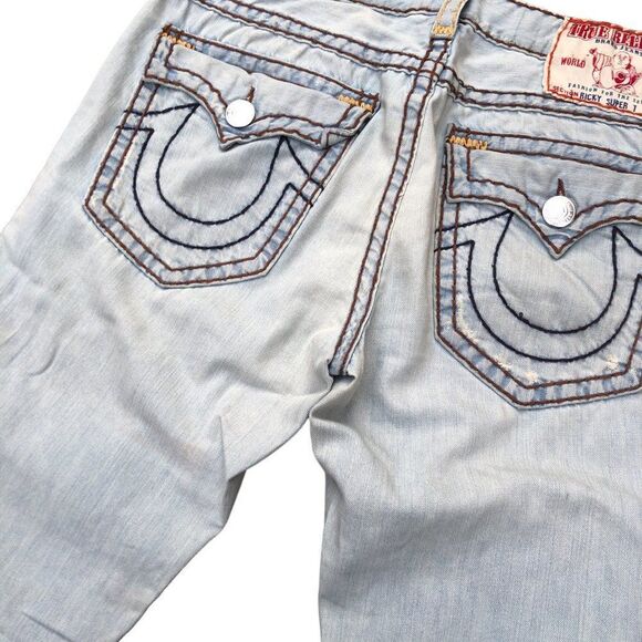 Vintage True Religion Jeans Size 36 RICKY SUPER T Blue RARE BROWN STITCH - Picture 2 of 12